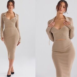 House of CB Tan Crop Top Set